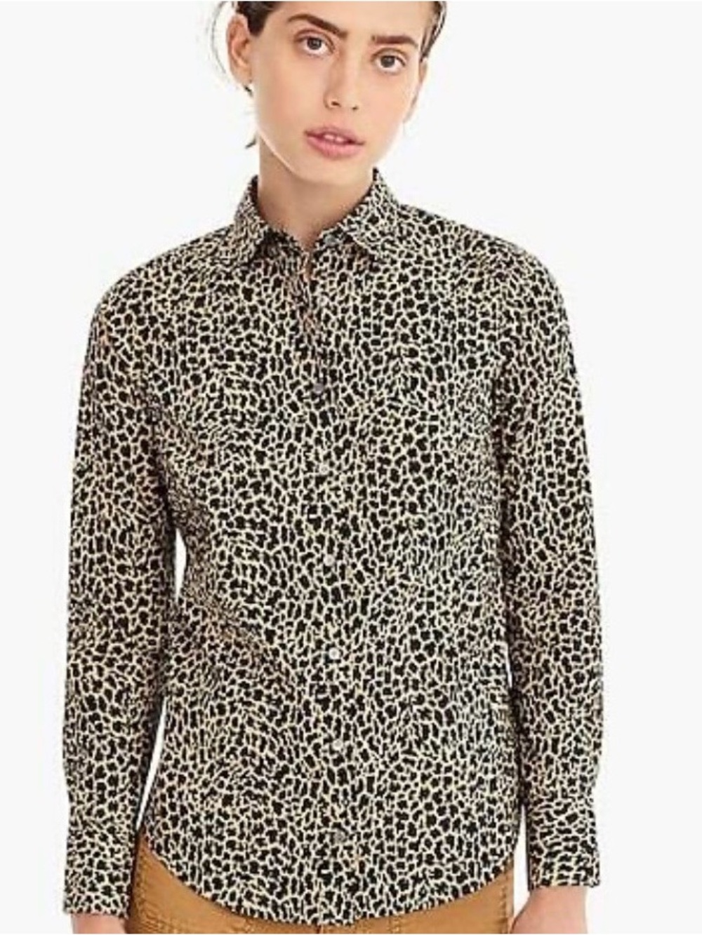 J.Crew Silk Leopard Button Up Blouse.
